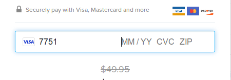 Payhip credit card entry screenshot